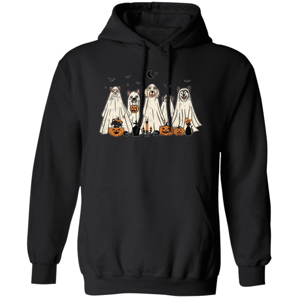 Trick or Treat Spooky Canine Crew w/Black Kittens - DISTRESSED - Unisex Shirt/Hoodie