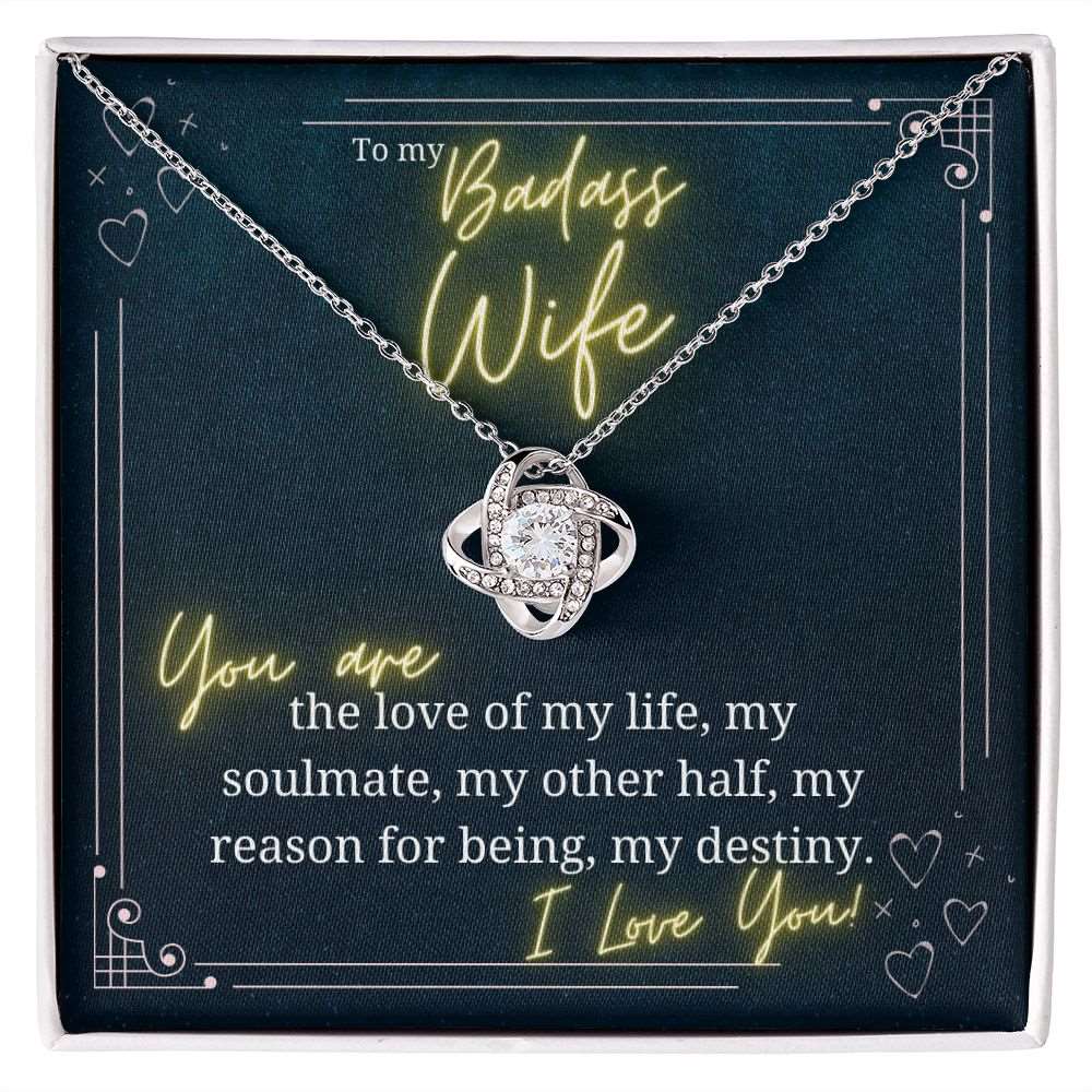 To My Badass Wife - Love Knot Necklace - Shiny Gear Collection