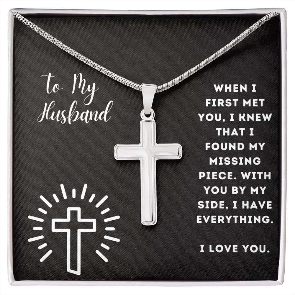 To My Husband - Stainless Steel Cross Necklace - Shiny Gear Collection