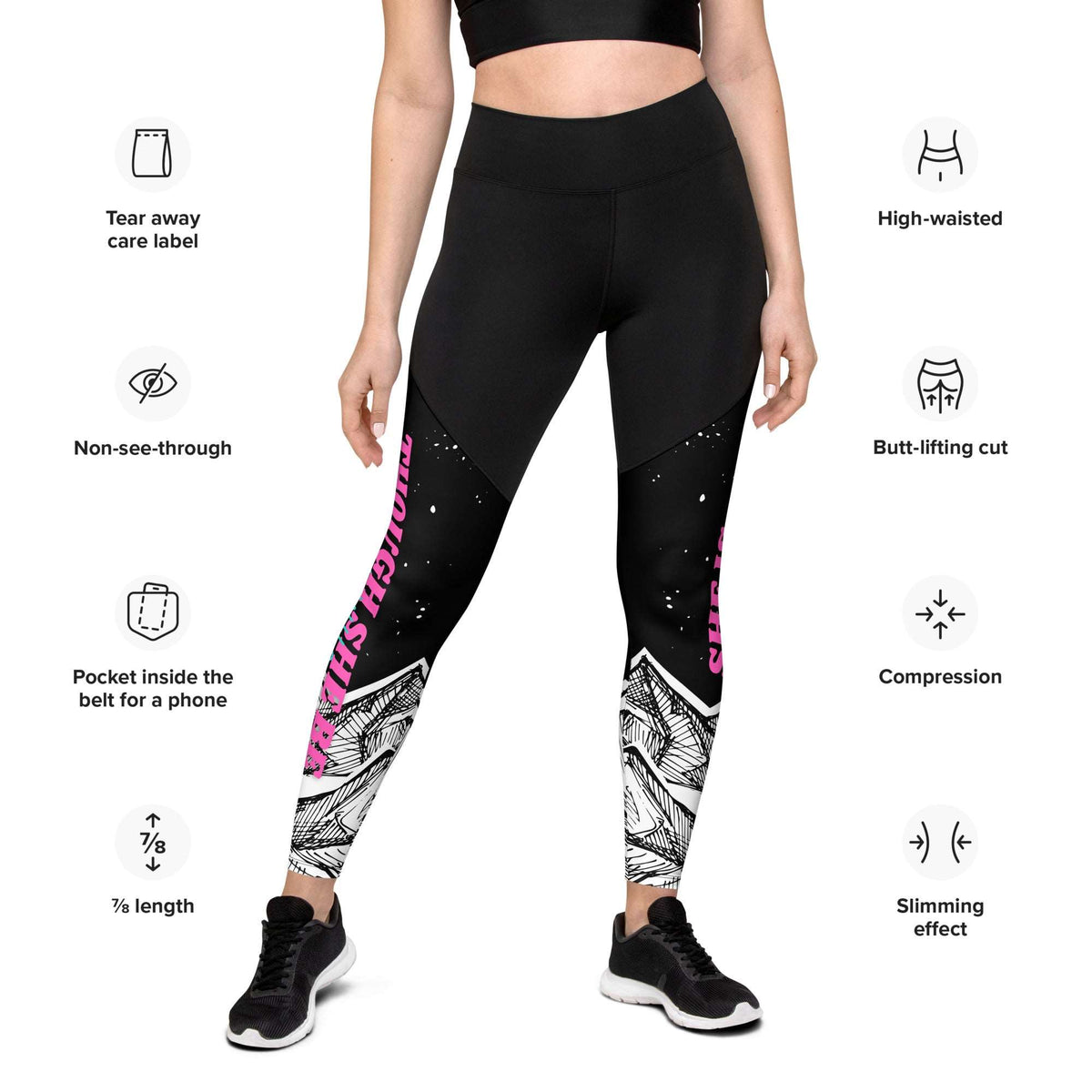 Though She Be But Little, She Is Fierce - Sports Leggings w/Inside Pocket - HikeRunLive Collection